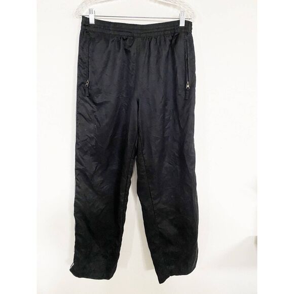 Y2K ROUTE 66 Black Track Jogging Pants Zipper Legs Women's Size Medium - Picture 1 of 7
